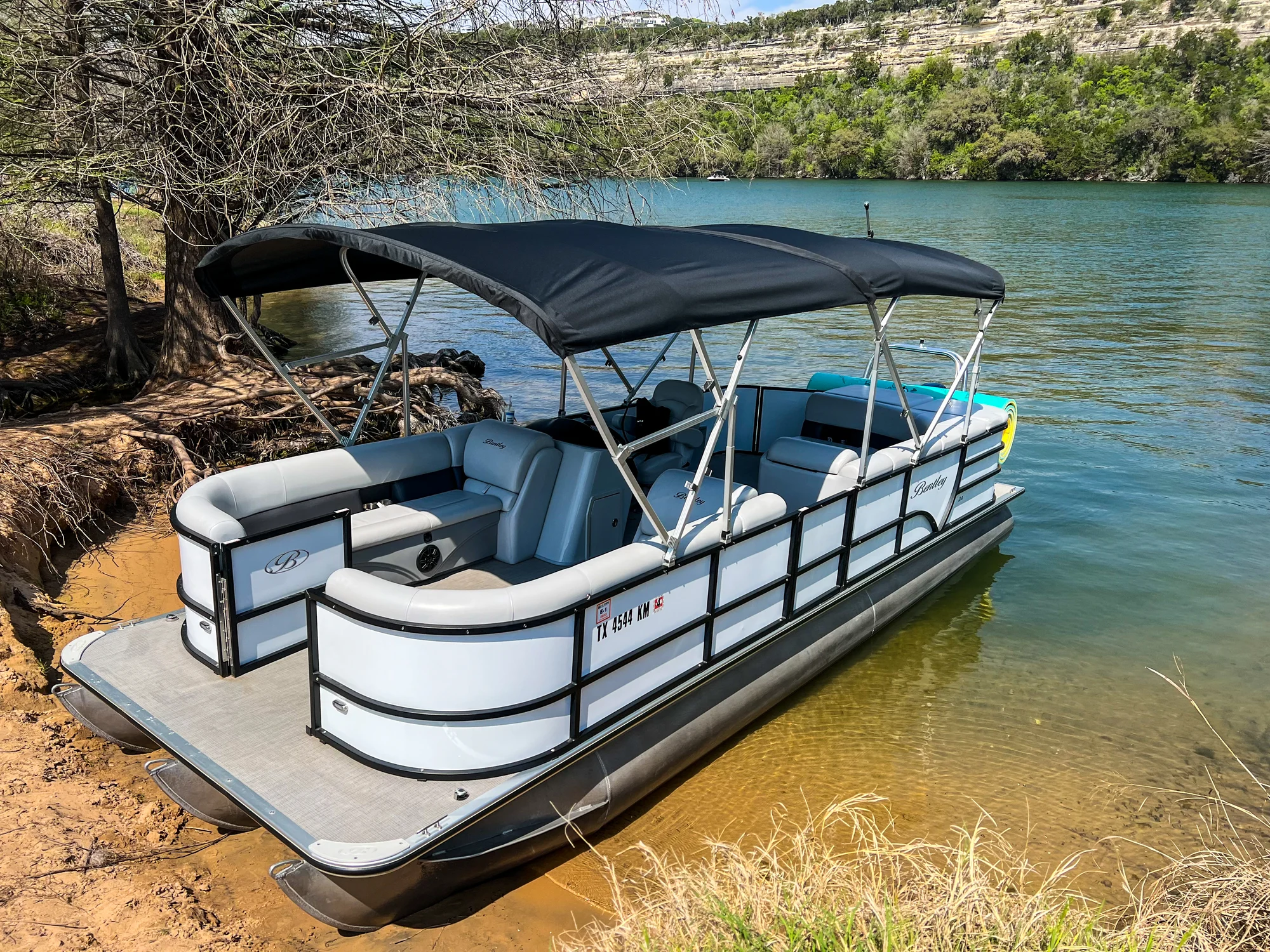 Lake Austin pontoon boat rental for private captained cruises near downtown Austin
